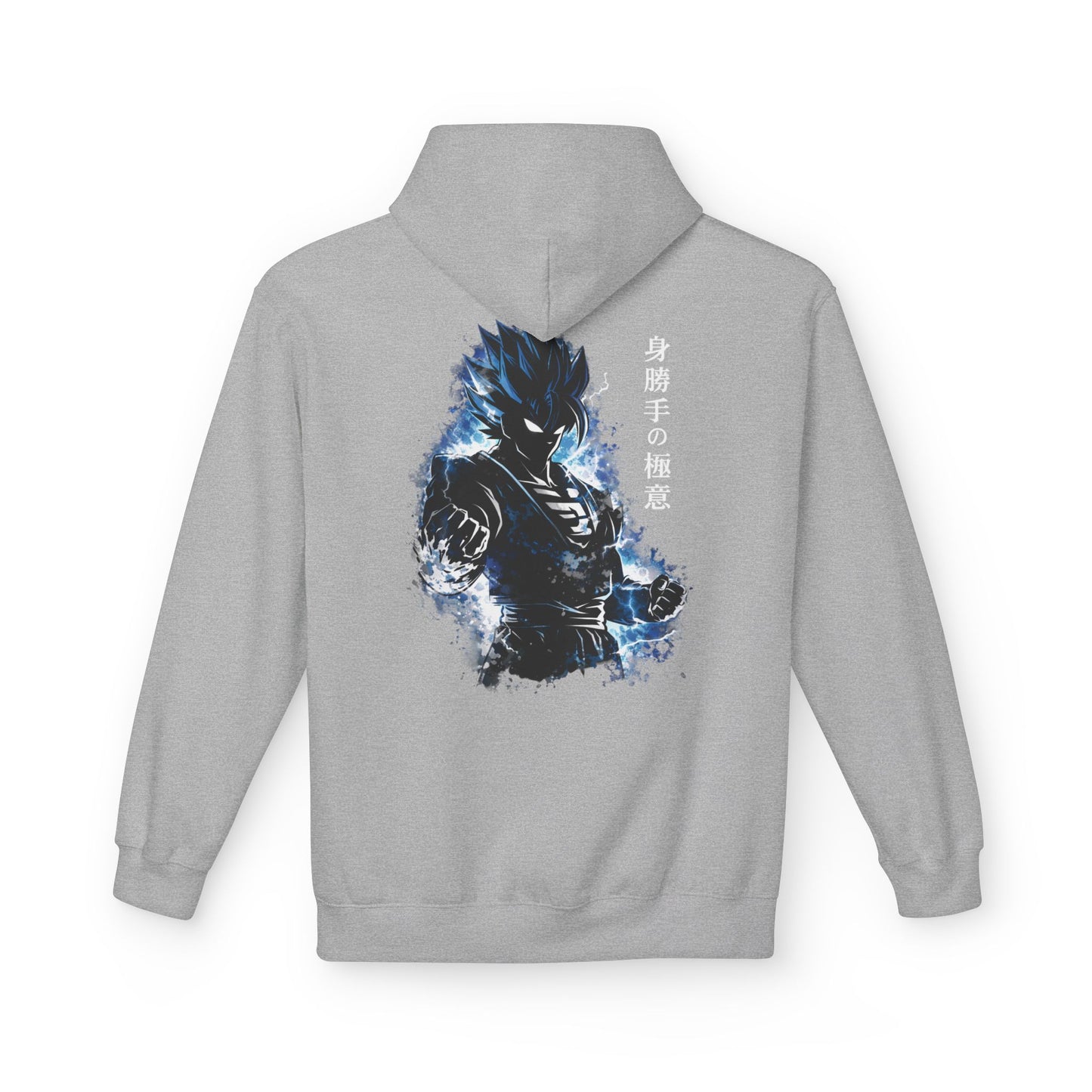 Anime Aura Warrior Hoodie | Fiery Mouth Front & Blue Energy Back