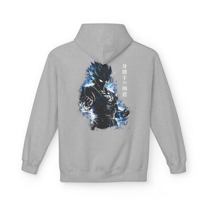 Anime Aura Warrior Hoodie | Fiery Mouth Front & Blue Energy Back