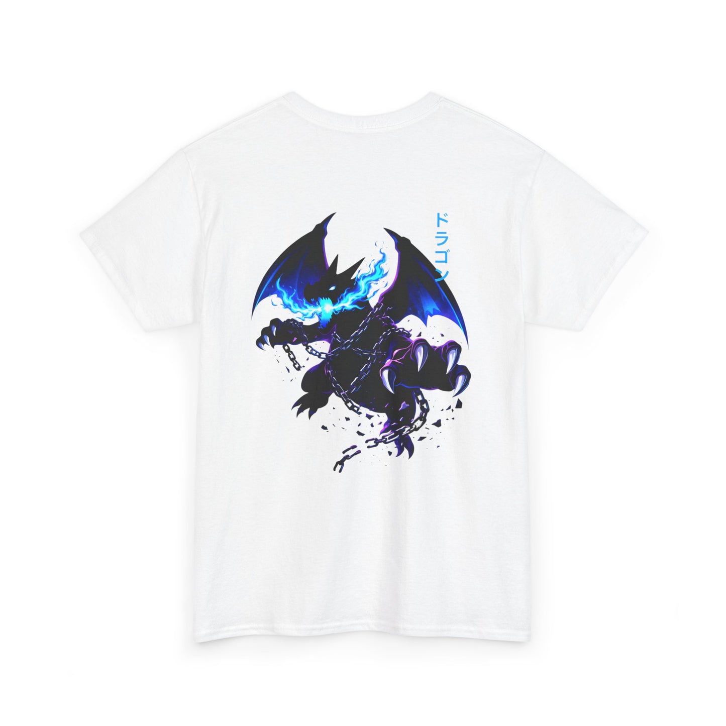 Dragon Graphic Tee — Blue Flame Kaiju Back Print T-Shirt