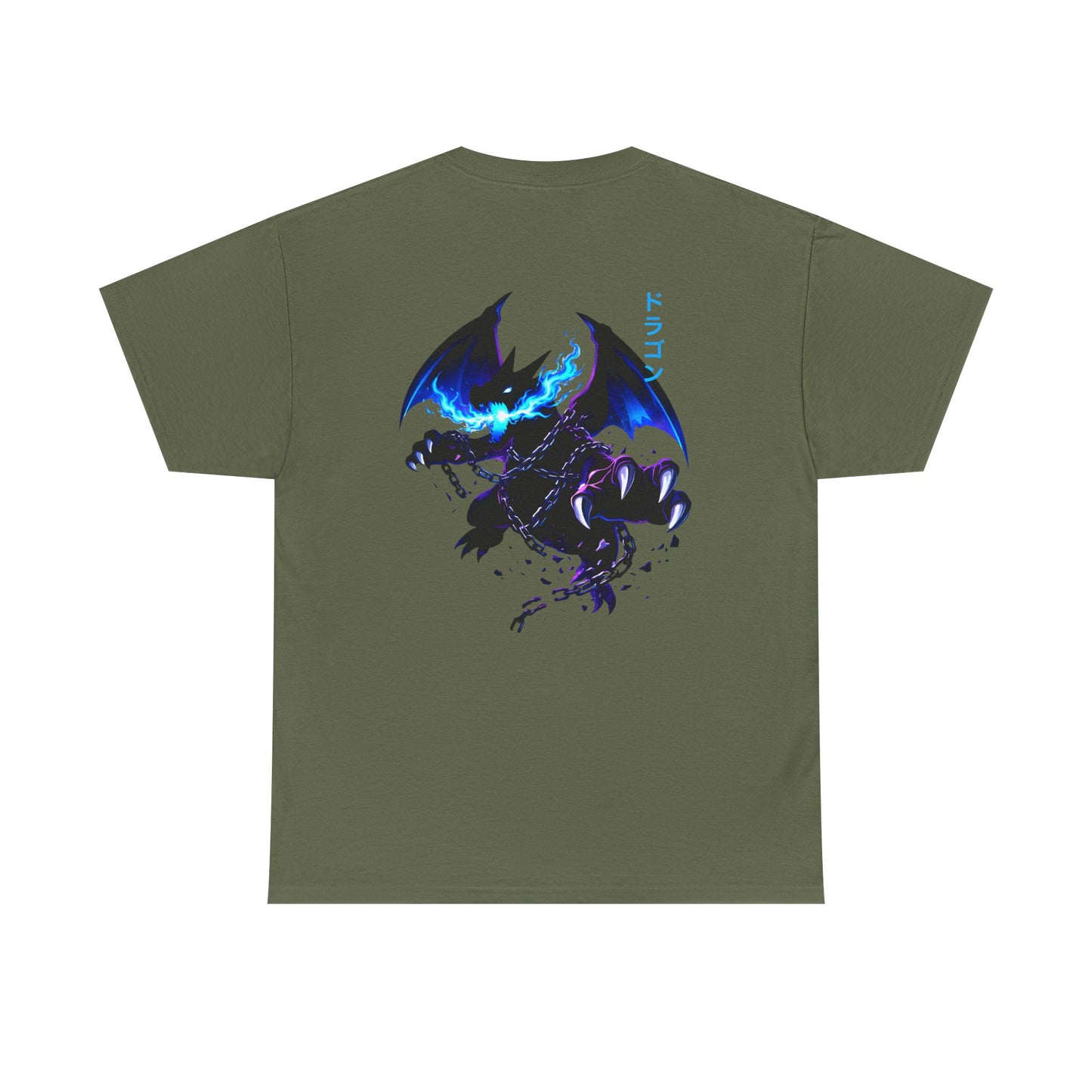 Dragon Graphic Tee — Blue Flame Kaiju Back Print T-Shirt