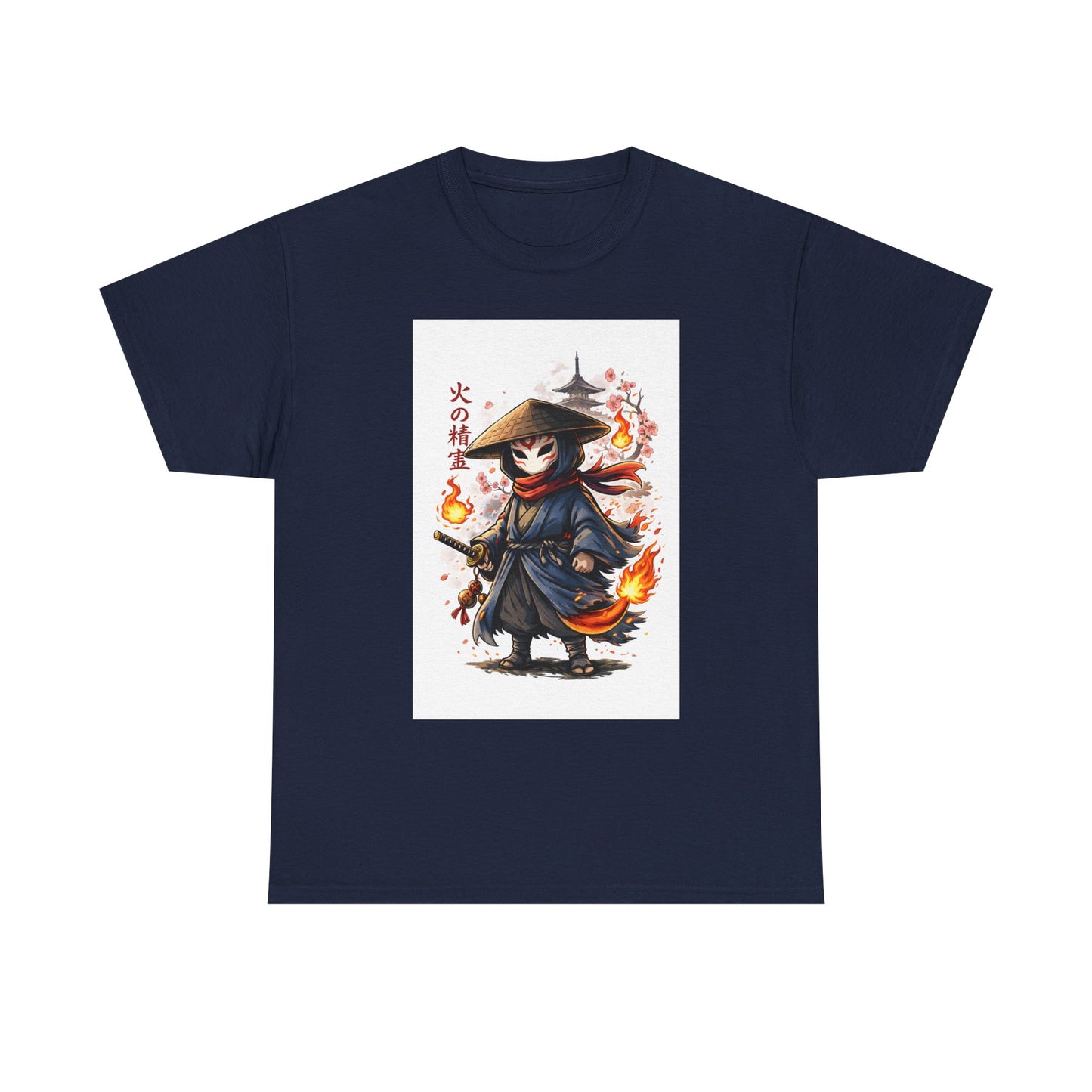 Fire Spirit Samurai T-Shirt — Cute Chibi Oni Warrior Tee