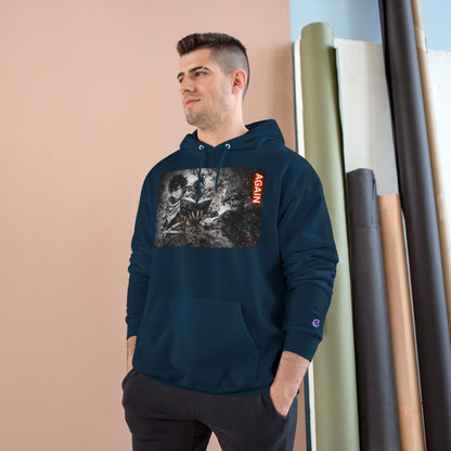 Again - Anime Inspired Champion Hoodie - Minimalist Manga Fighting Art - Unbothered Strength Design