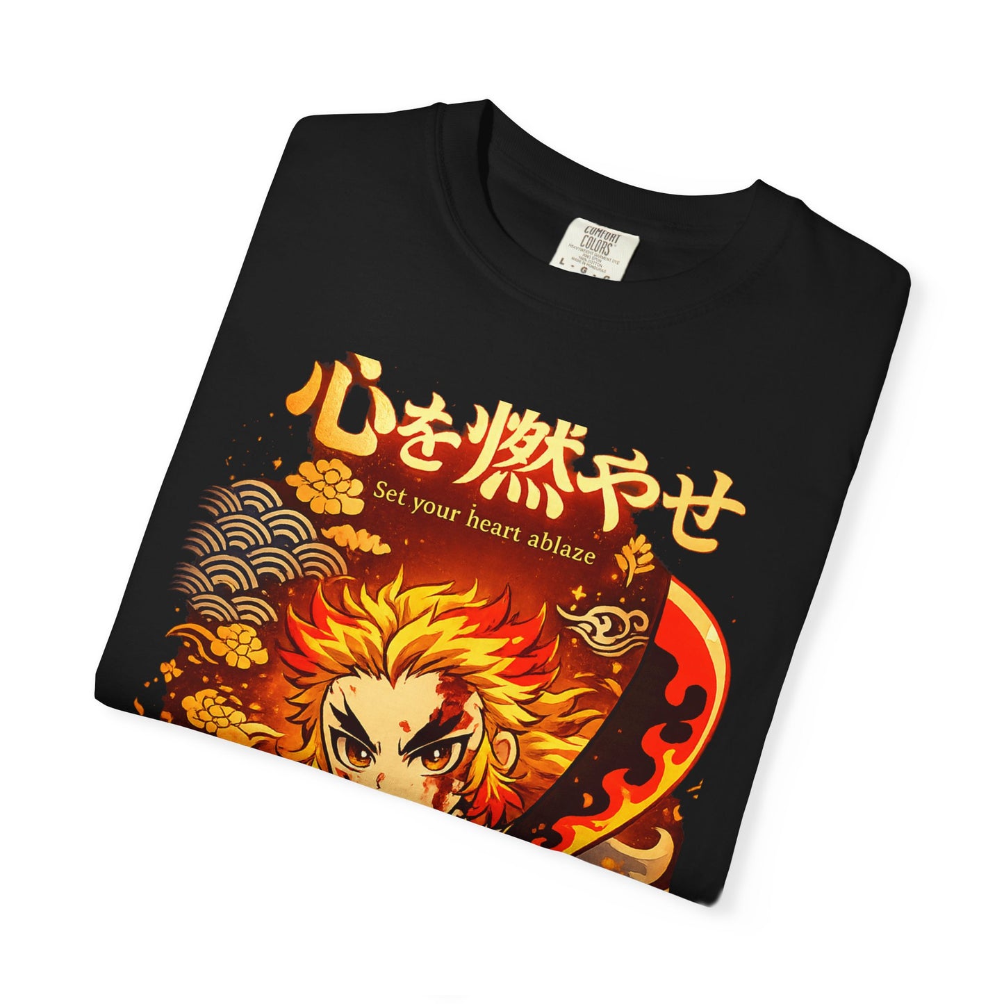Anime Flame Warrior T-Shirt — 'Set Your Heart Ablaze' Graphic Tee