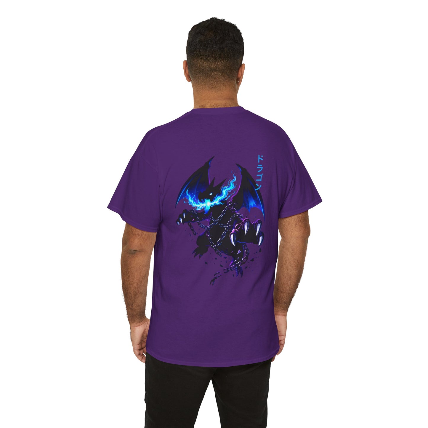 Dragon Graphic Tee — Blue Flame Kaiju Back Print T-Shirt