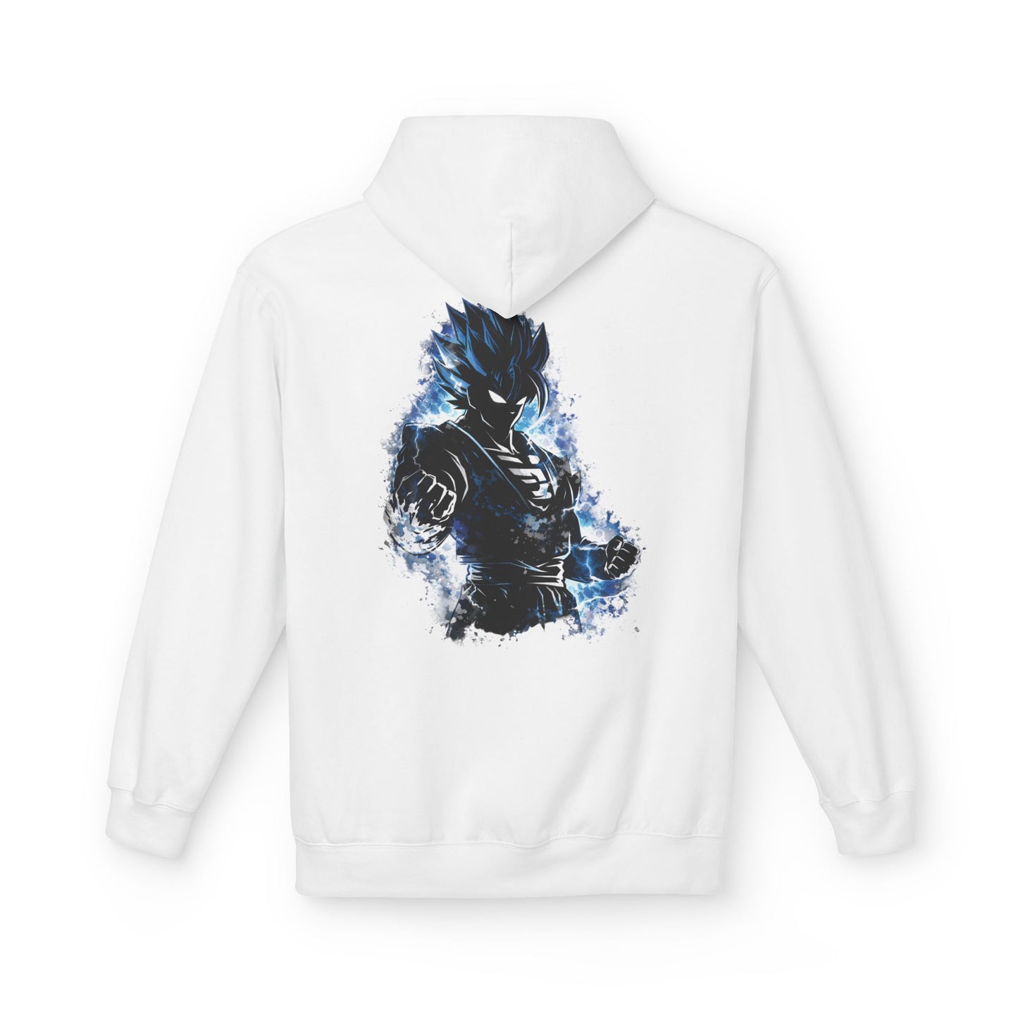 Anime Aura Warrior Hoodie | Fiery Mouth Front & Blue Energy Back