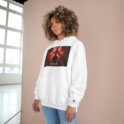Domain Graphic Hoodie — Red Nebula Silhouette Champion Hoodie