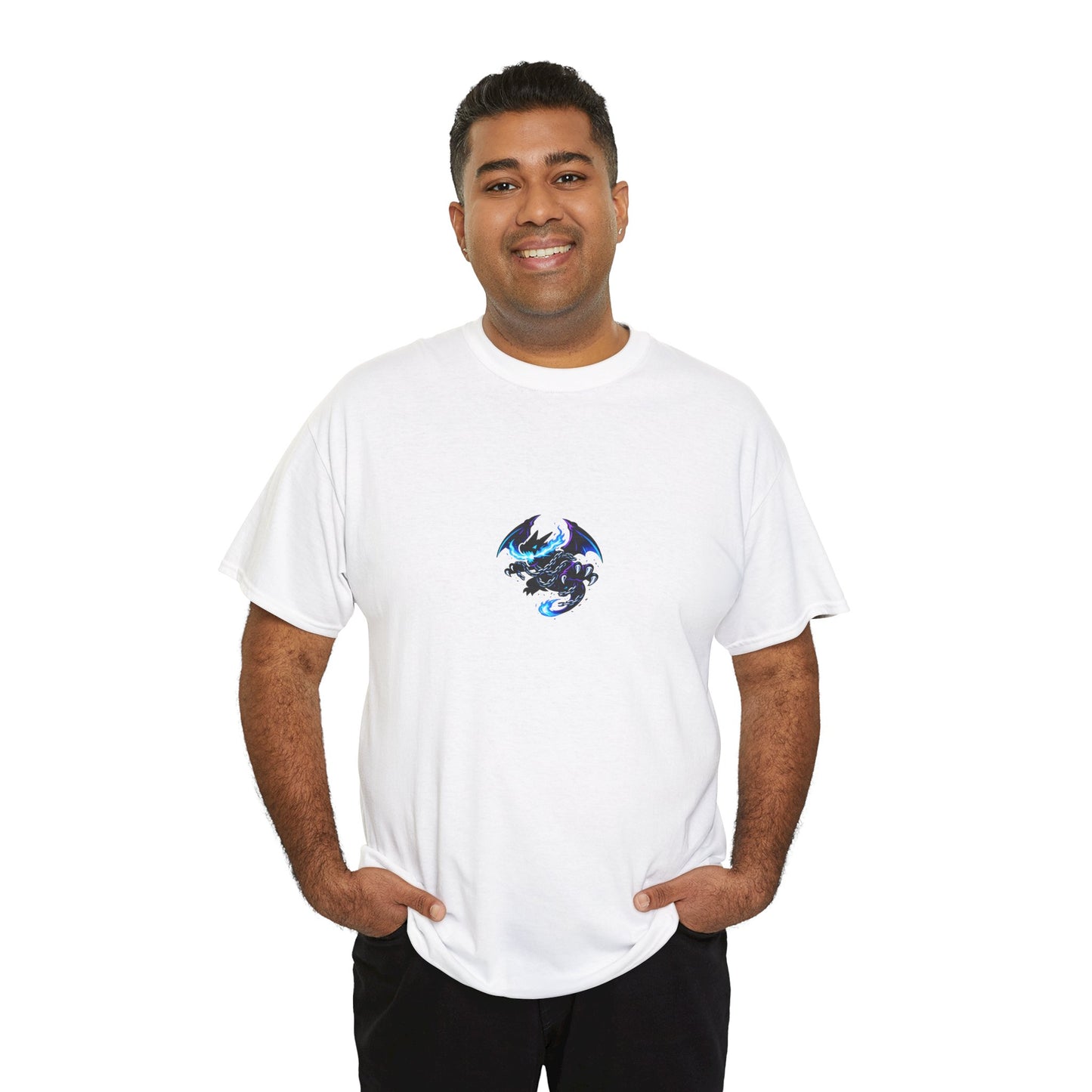 Dragon Graphic Tee — Blue Flame Kaiju Back Print T-Shirt