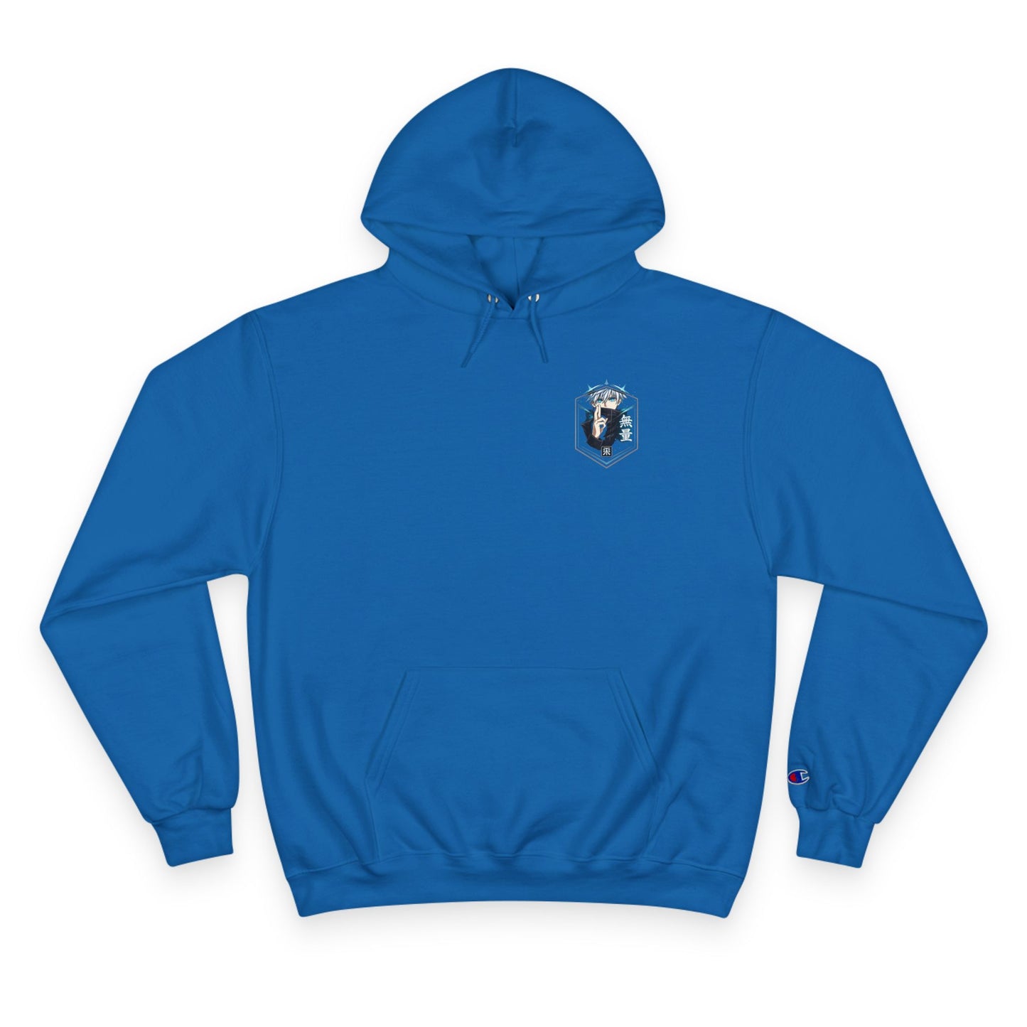 Anime Character Hoodie — Minimal White Champion-Style Sweatshirt