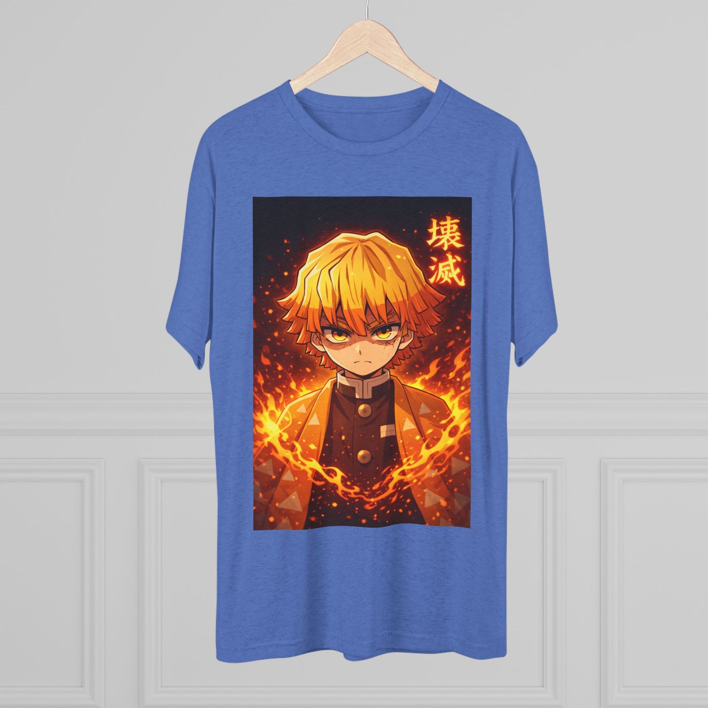 Demon Slayer Zenitsu Agatsuma Fire Anime T-Shirt — 'Destruction' Kanji Graphic Tee