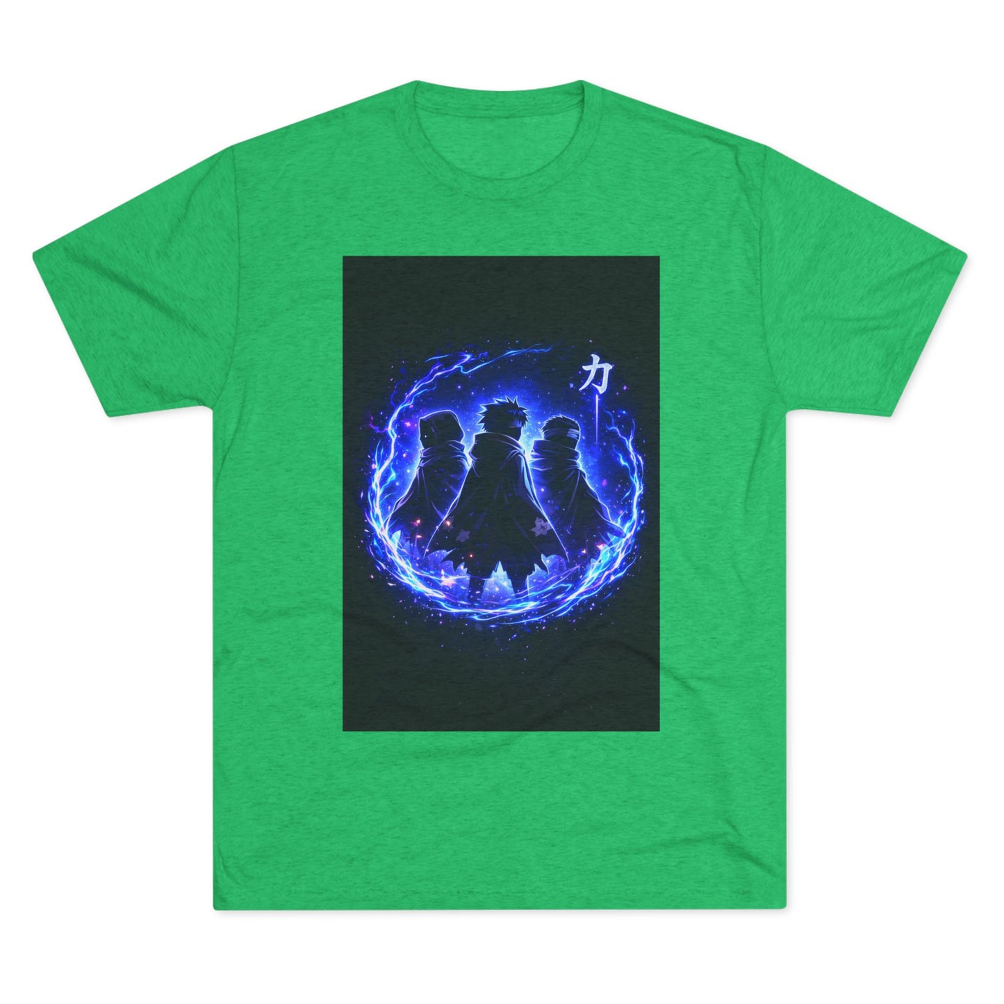 Anime Silhouette Crew Tee — Blue Flame Shinobi Design