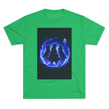 Anime Silhouette Crew Tee — Blue Flame Shinobi Design