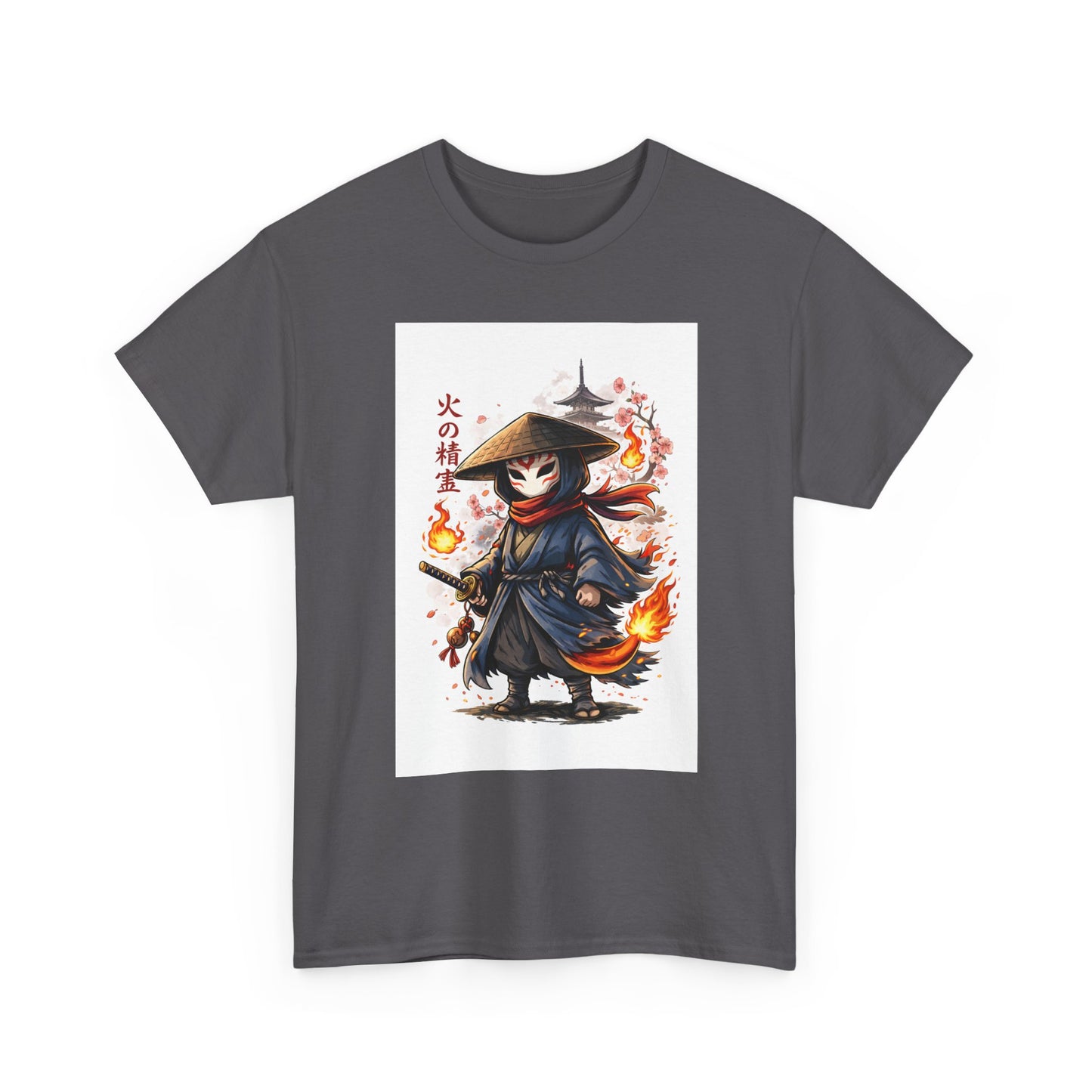 Fire Spirit Samurai T-Shirt — Cute Chibi Oni Warrior Tee