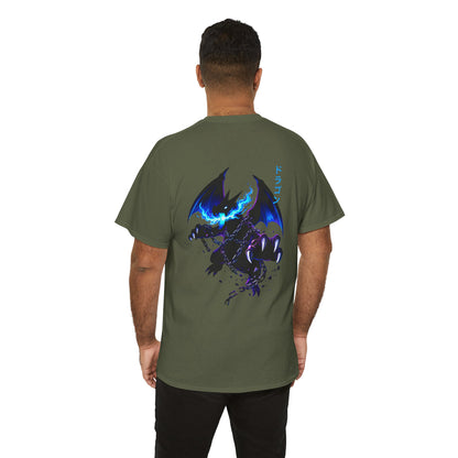 Dragon Graphic Tee — Blue Flame Kaiju Back Print T-Shirt