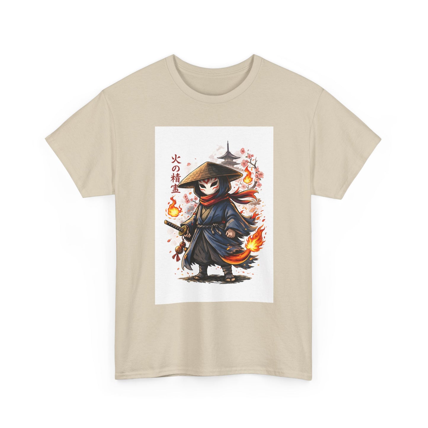 Fire Spirit Samurai T-Shirt — Cute Chibi Oni Warrior Tee