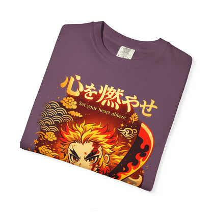 Anime Flame Warrior T-Shirt — 'Set Your Heart Ablaze' Graphic Tee