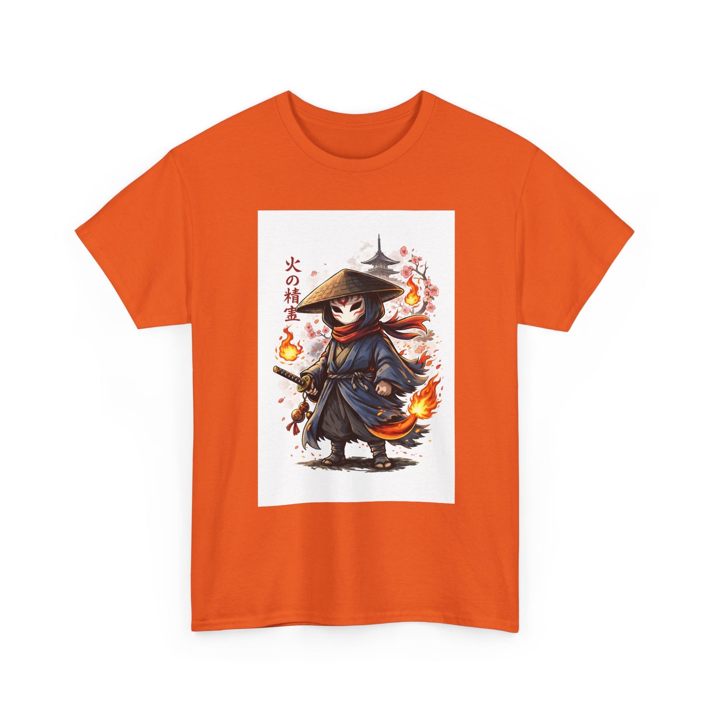 Fire Spirit Samurai T-Shirt — Cute Chibi Oni Warrior Tee