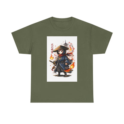 Fire Spirit Samurai T-Shirt — Cute Chibi Oni Warrior Tee