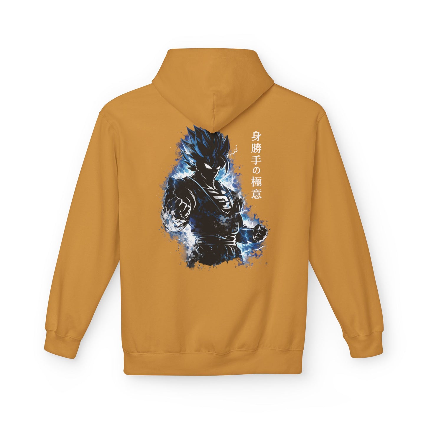 Anime Aura Warrior Hoodie | Fiery Mouth Front & Blue Energy Back