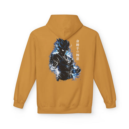 Anime Aura Warrior Hoodie | Fiery Mouth Front & Blue Energy Back