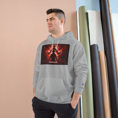 Domain Graphic Hoodie — Red Nebula Silhouette Champion Hoodie