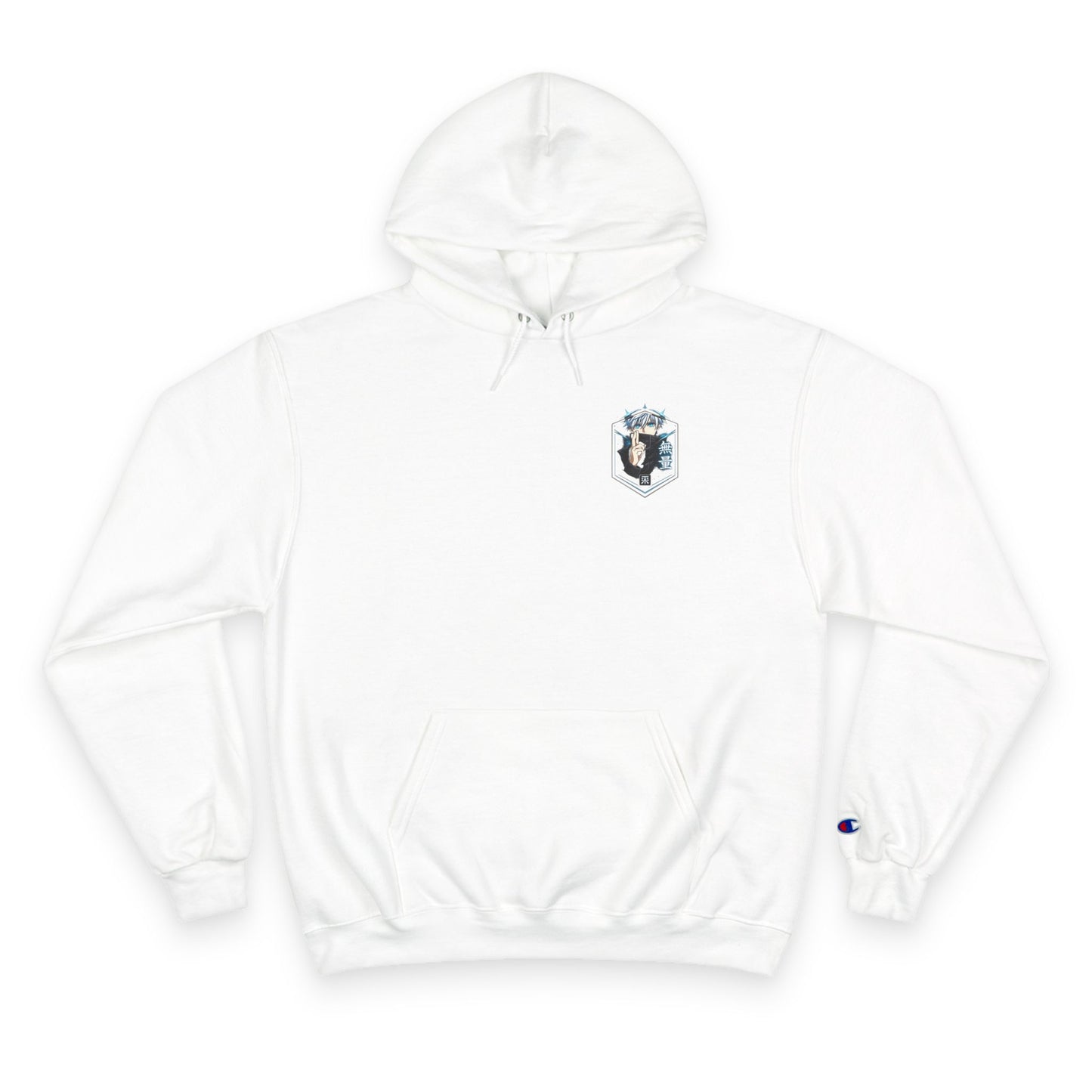 Anime Character Hoodie — Minimal White Champion-Style Sweatshirt