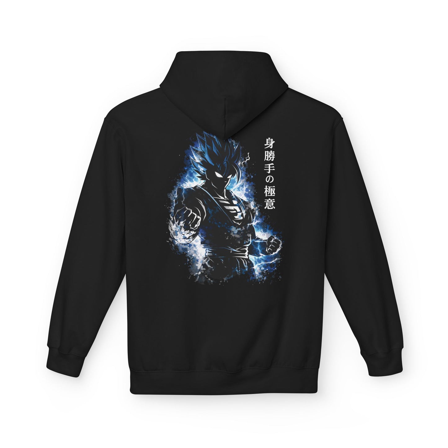 Anime Aura Warrior Hoodie | Fiery Mouth Front & Blue Energy Back
