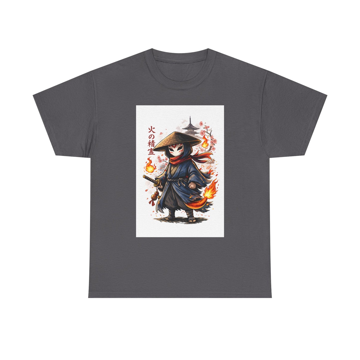 Fire Spirit Samurai T-Shirt — Cute Chibi Oni Warrior Tee