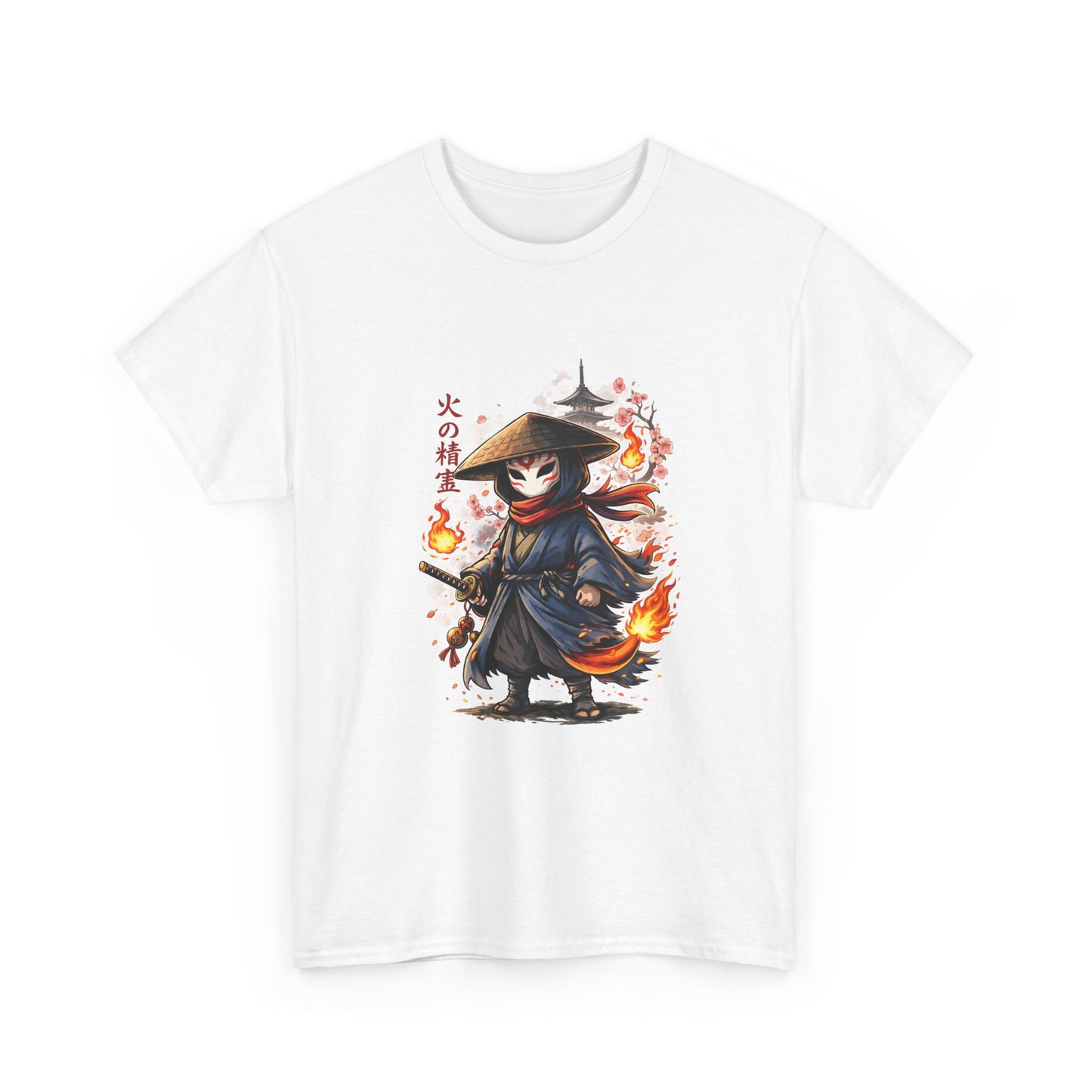 Fire Spirit Samurai T-Shirt — Cute Chibi Oni Warrior Tee