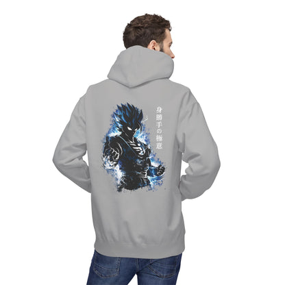 Anime Aura Warrior Hoodie | Fiery Mouth Front & Blue Energy Back