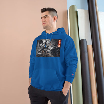 Again - Anime Inspired Champion Hoodie - Minimalist Manga Fighting Art - Unbothered Strength Design