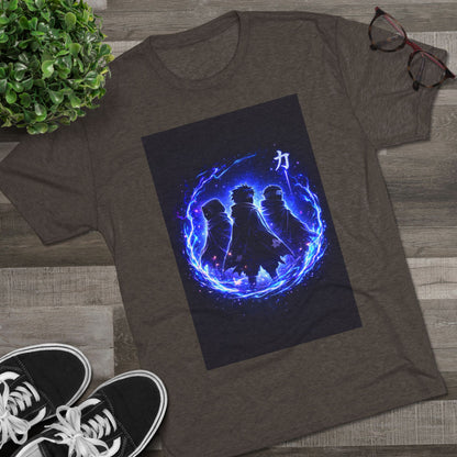 Anime Silhouette Crew Tee — Blue Flame Shinobi Design