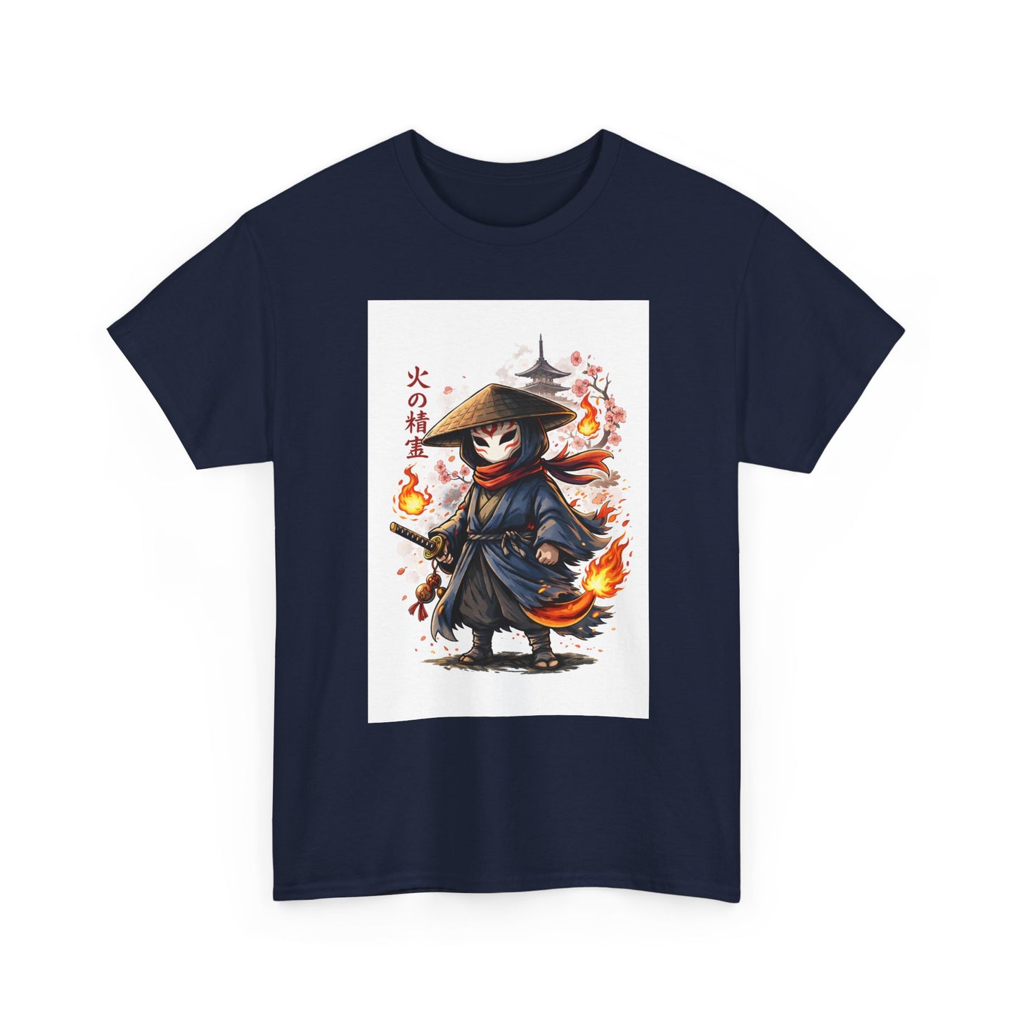 Fire Spirit Samurai T-Shirt — Cute Chibi Oni Warrior Tee