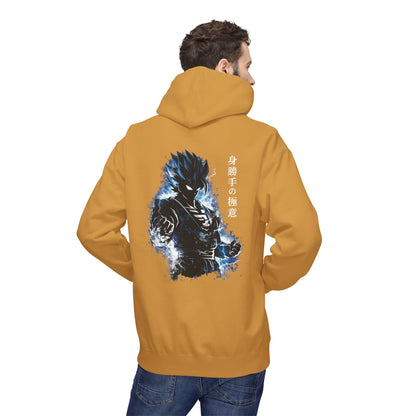 Anime Aura Warrior Hoodie | Fiery Mouth Front & Blue Energy Back