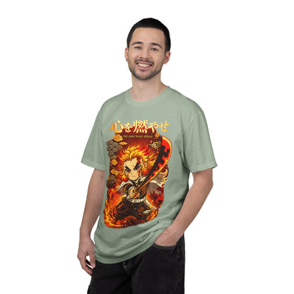 Anime Flame Warrior T-Shirt — 'Set Your Heart Ablaze' Graphic Tee