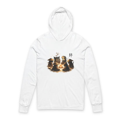 Hooded Long Sleeve Tee — Cozy Campfire Ninja Art Hooded Tee