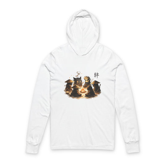 Hooded Long Sleeve Tee — Cozy Campfire Ninja Art Hooded Tee