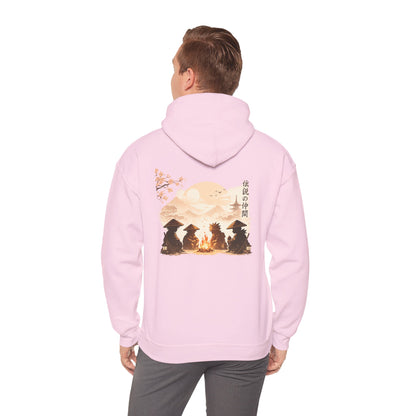 Hoodie | Samurai Campfire Illustration Japanese Kanji Backprint