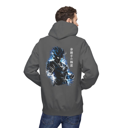 Anime Aura Warrior Hoodie | Fiery Mouth Front & Blue Energy Back