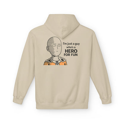 Hero Emblem Hoodie — Chibi Hero Mid-Punch Minimalist Anime Design