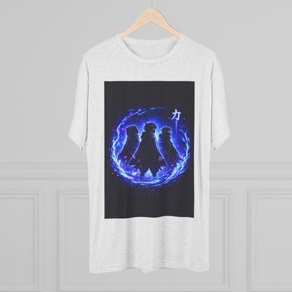 Anime Silhouette Crew Tee — Blue Flame Shinobi Design
