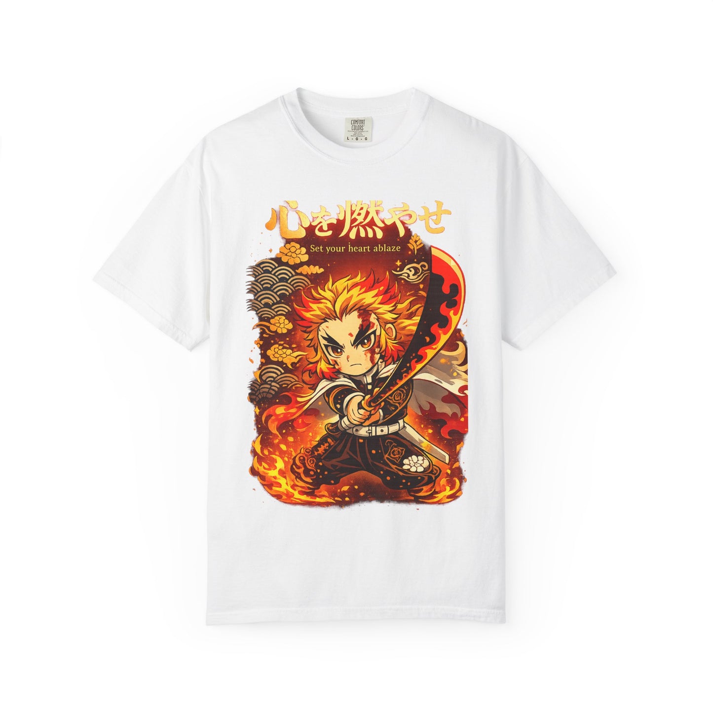 Anime Flame Warrior T-Shirt — 'Set Your Heart Ablaze' Graphic Tee