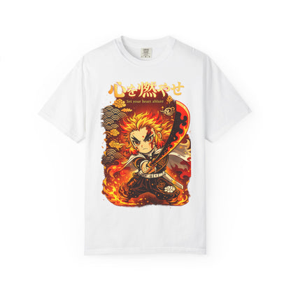 Anime Flame Warrior T-Shirt — 'Set Your Heart Ablaze' Graphic Tee
