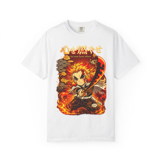 Anime Flame Warrior T-Shirt — 'Set Your Heart Ablaze' Graphic Tee