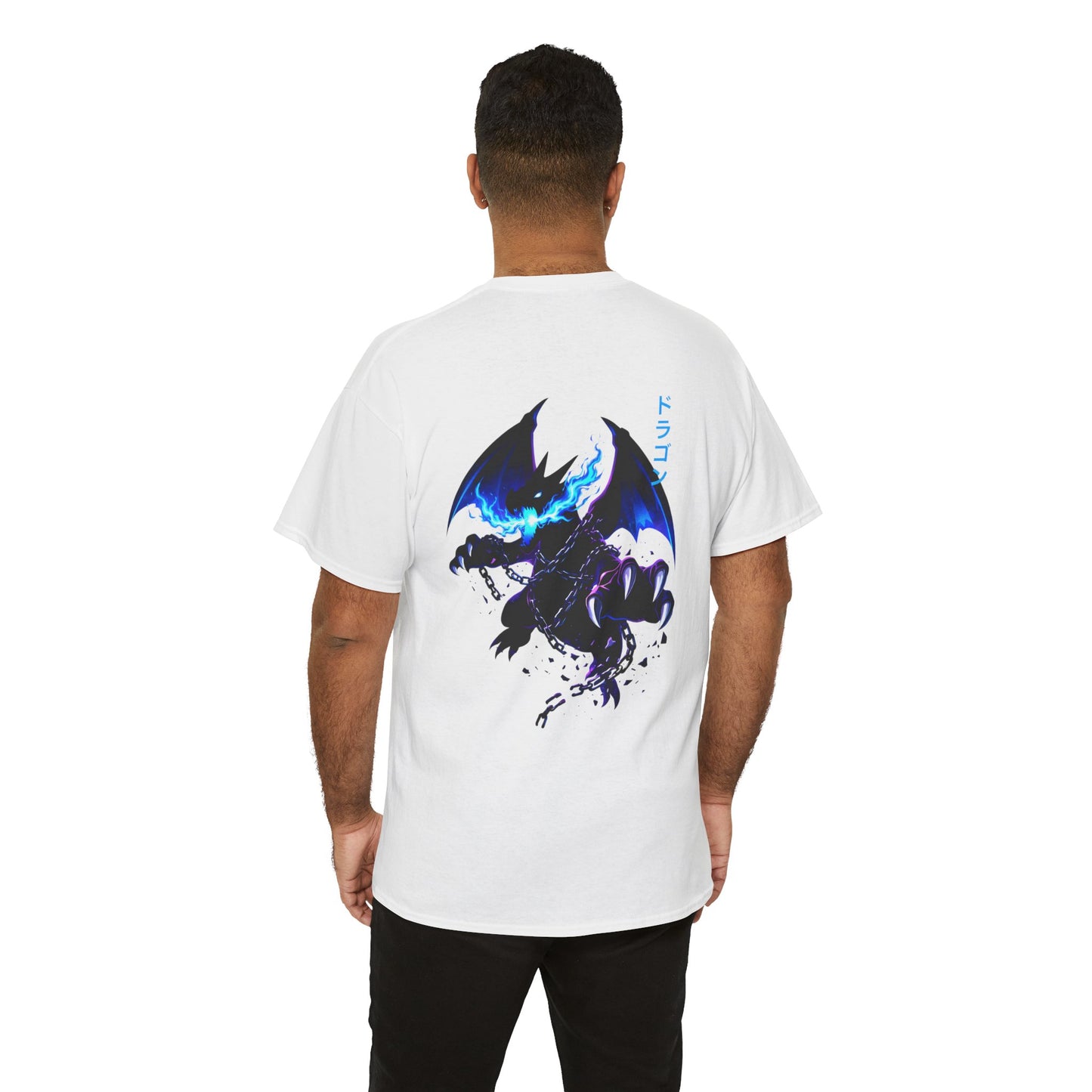 Dragon Graphic Tee — Blue Flame Kaiju Back Print T-Shirt