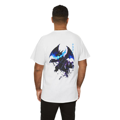 Dragon Graphic Tee — Blue Flame Kaiju Back Print T-Shirt