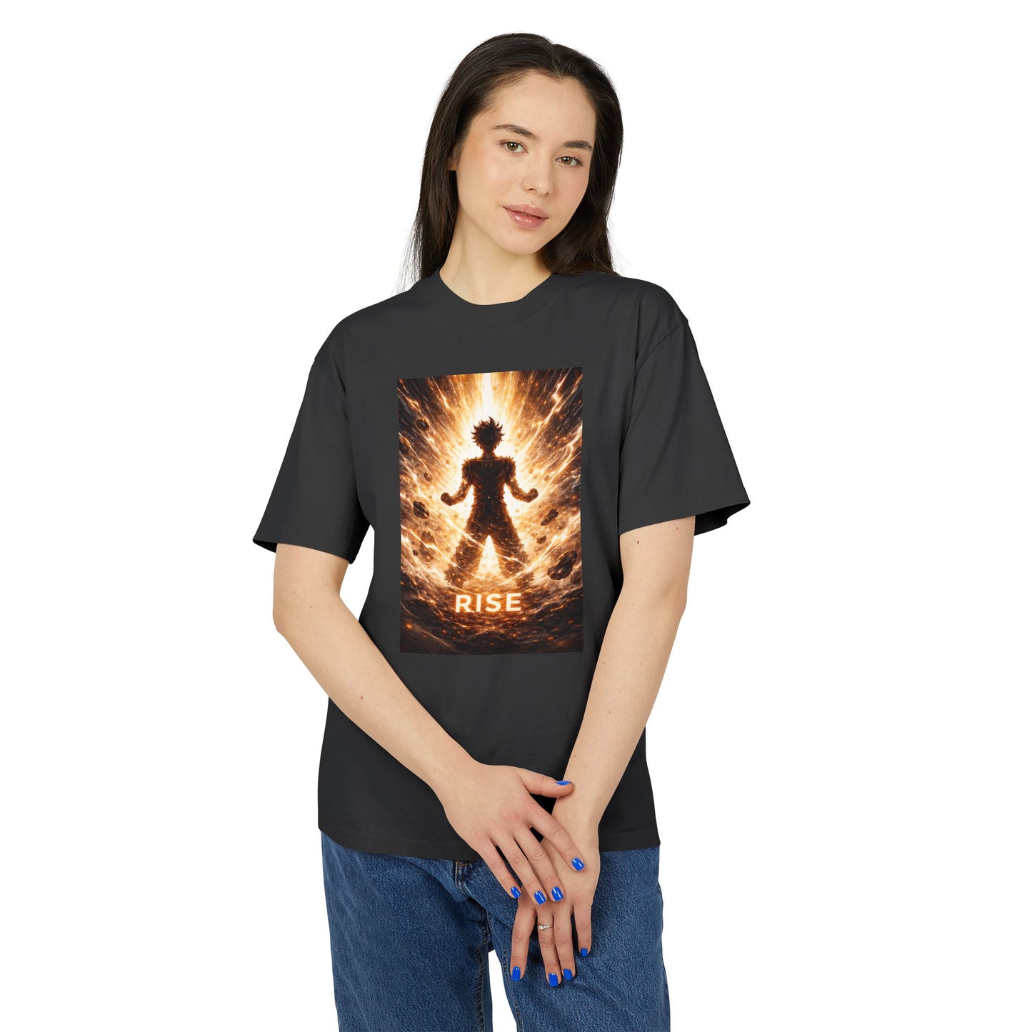Rise silhouette, T-Shirt | Fiery energy graphic tee