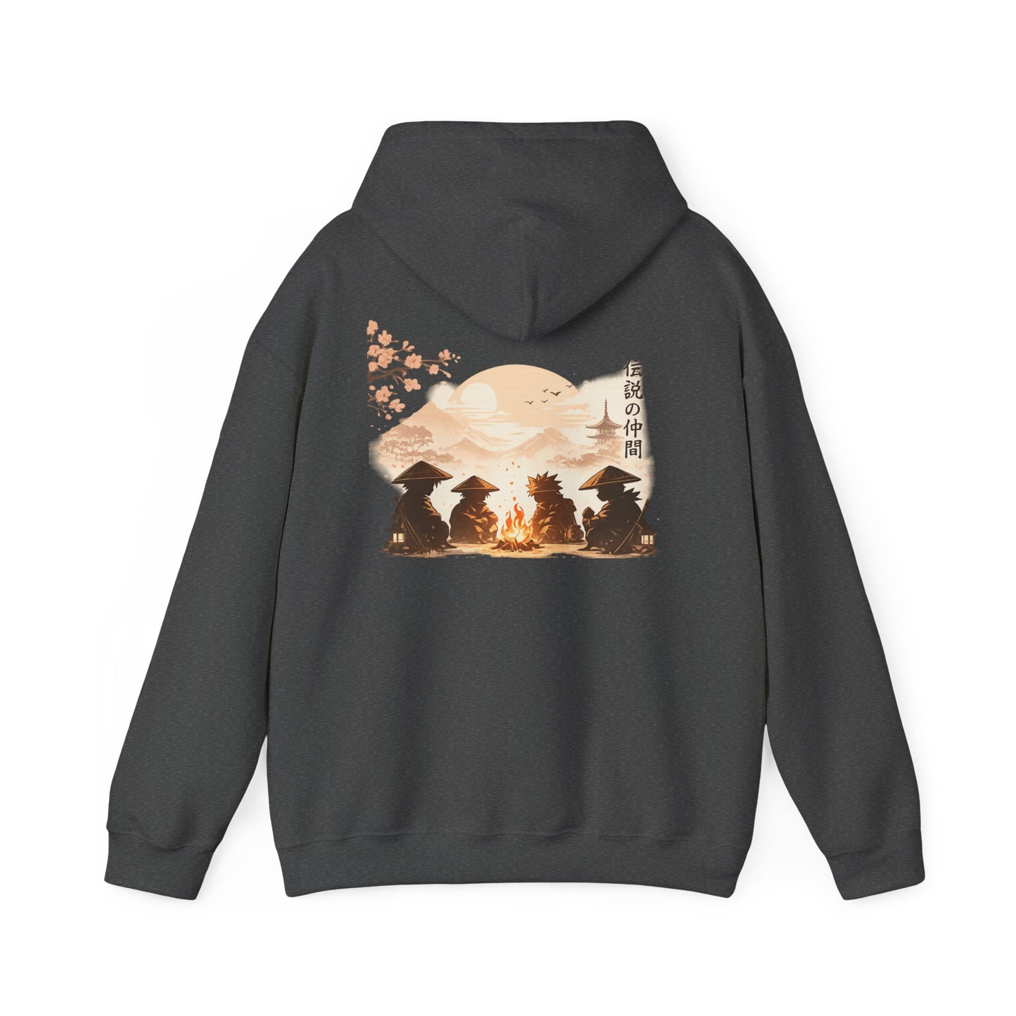Hoodie | Samurai Campfire Illustration Japanese Kanji Backprint