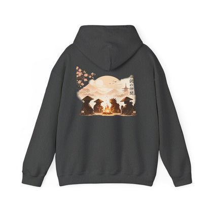 Hoodie | Samurai Campfire Illustration Japanese Kanji Backprint