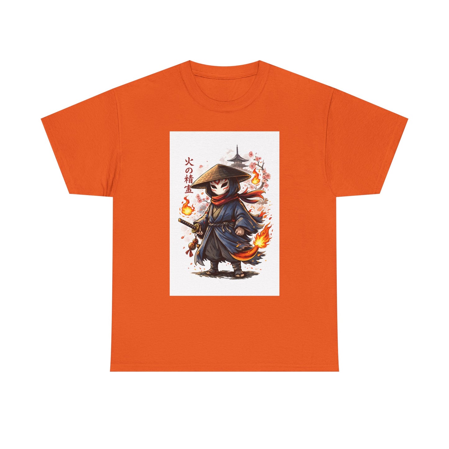 Fire Spirit Samurai T-Shirt — Cute Chibi Oni Warrior Tee
