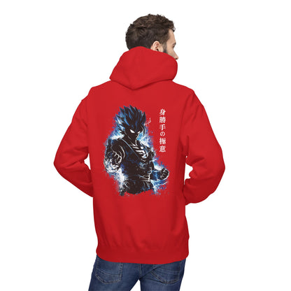 Anime Aura Warrior Hoodie | Fiery Mouth Front & Blue Energy Back